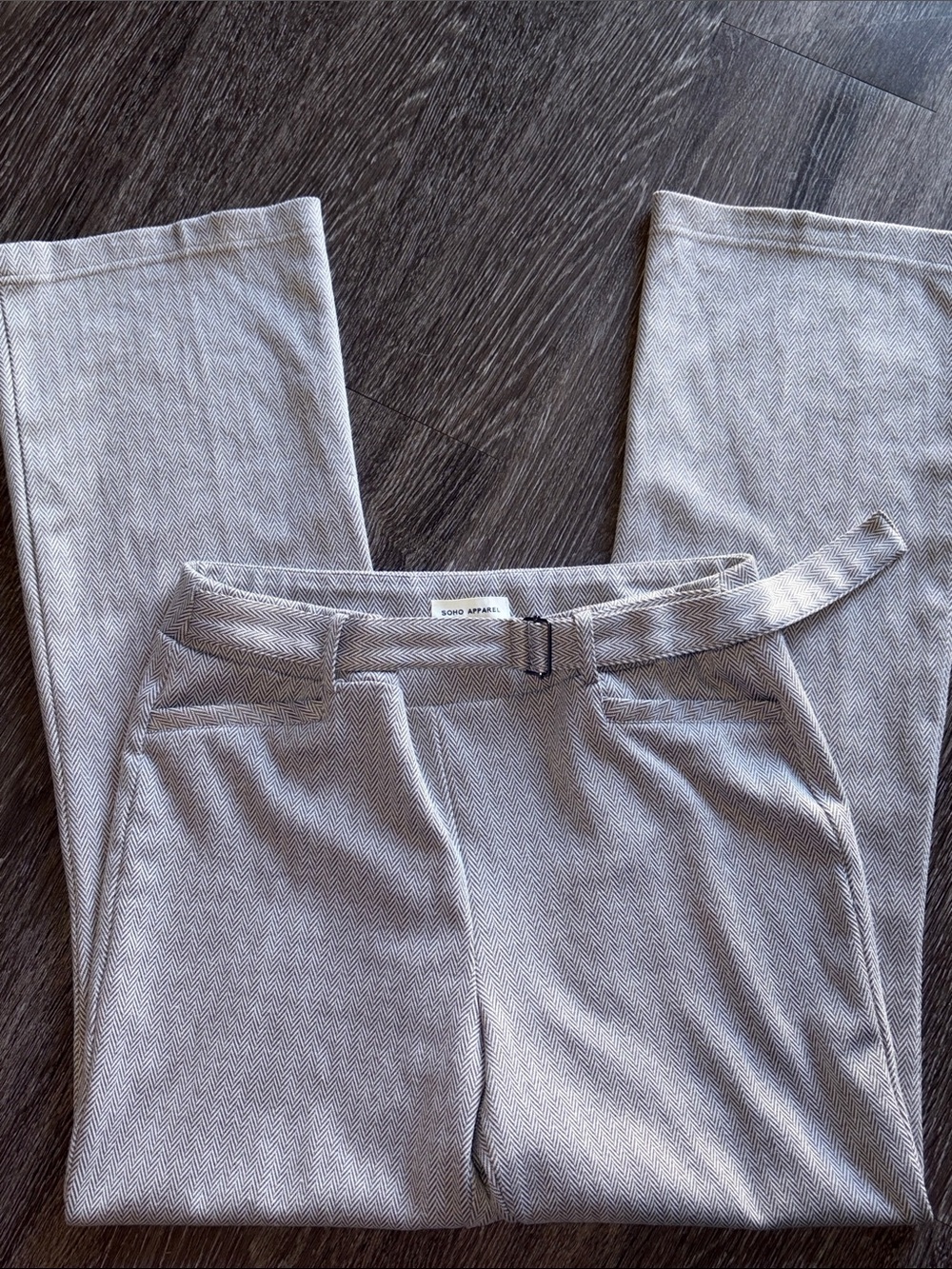 Soho Apparel Straight Leg Pants with Belt - Gray